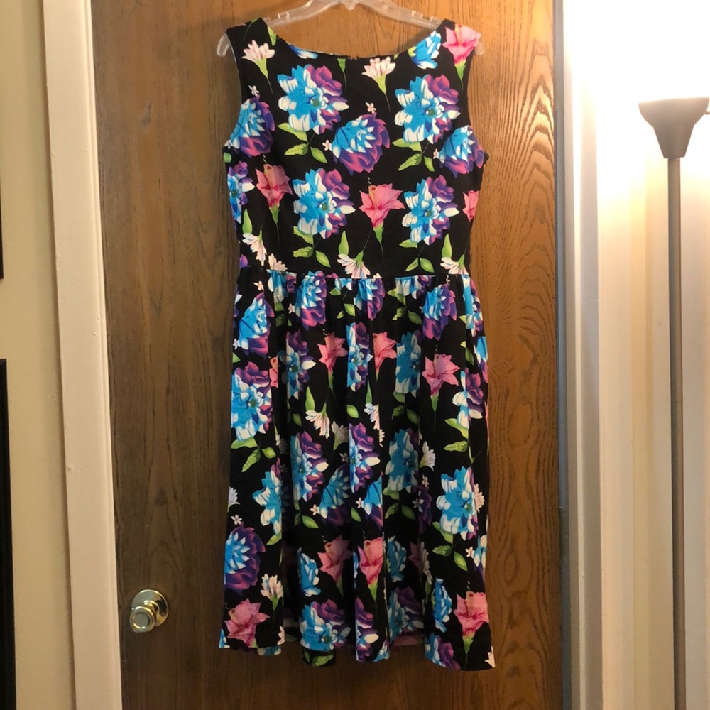 Lindybop black floral dress.